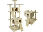 BestPet 73 Cat Tree Scratcher Play House Condo Furniture Beige