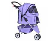 Purple Pet Stroller Cat Dog Cage 3 Wheels Stroller Travel Folding Carrier T13