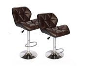 SET of 2 Bar Stools Leather Brown Hydraulic Swivel Dinning Chair Barstools B01