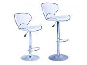 SET of 2 Bar Stools White PU Leather Modern Hydraulic Swivel Dinning Chair B03