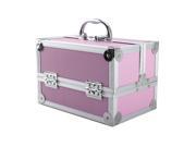 FDW Aluminum Makeup Train Case Jewelry Box Cosmetic Organizer MC966 Pink