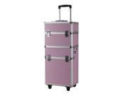 Aluminum Rolling Makeup Cosmetic Train Case Wheeled Box 4 Color