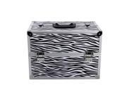 FDW 14 x9 x10 Aluminum Makeup Train Case Jewelry Box Cosmetic Organizer MC1410 Zebra