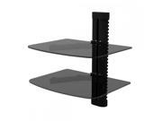 2 Tier Glass Shelf Wall Mount Bracket for DVD Players Cable Boxes V02
