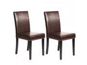 Set of 2 Brown Leather Contemporary Elegant Design Dining Chairs Home Room U42