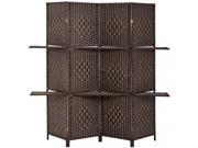 Room Divider 4 Panel Screen Divider Wooden Screen Folding with Removable Shelves