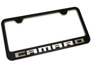 Chevy Camaro License Plate Frame Black Powder Steel Laser Etched Metal z28 RS SS LF.CMR.EB