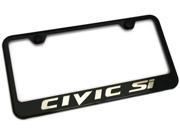 Honda Civic Si Logo License Plate Frame Black Powder Steel Laser Etched Metal LF.CSI.EB