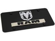 Dodge Ram Logo Front License Plate Frame Stainless Steel Black Powder Coated D.RAM.OEM.CB