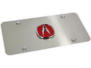 RED Acura Logo Brush Satin Finish Front License Plate Frame Stainless Steel jdm ACU.R.CS