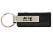 Jeep Compass Logo Keychain Black Leather Chrome Key Fob Metal Key Ring Lanyard KC1540.CMP