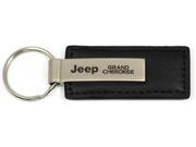 Jeep Grand Cherokee Logo Keychain Black Leather Chrome Key Fob Metal Key Ring KC1540.GRA