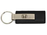 Honda H Logo ETCHED BLACK LEATHER Keychain Chrome Key Fob Metal Key Ring Lanyard KC1540.H