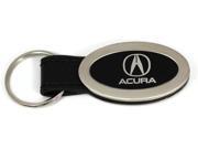 Acura Logo Emblem Keychain Black Leather Chrome Key Fob Metal Key Ring Lanyard KC3210.ACU