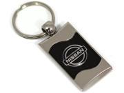 Nissan Logo Etched Keychain BLACK WAVE Chrome Key Fob Metal Keyring Lanyard KC3075.NIS.BLK