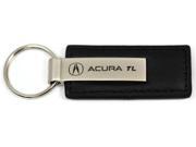 Acura TL Logo Keychain Black Leather Chrome Key Fob Metal Key Ring Lanyard KC1540.ATL
