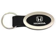 Oval Honda Logo BLACK Leather Keychain Chrome Key Fob Metal Key Ring Lanyard jdm KC3210.HON