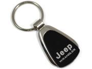 Jeep WRANGLER Keychain Name Logo Chrome Black Tear Drop Metal Key Ring Lanyard KCK.WRA