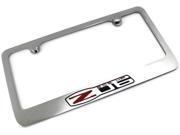 Z06 505 HP Logo License Plate Frame Chrome Plated Brass Hand Painted Engraved 9030856