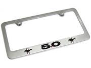 FORD Mustang 5.0 Logo License Plate Frame Chrome Plated Brass Hand Painted Engraved 9230319