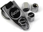 Ford Focus Black Wheel Air Tire Valve Caps Cover ABS Plastic w Key Chain Chrome