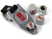 Classic Red Oldsmobile White Background Valve Caps Cover w Key Chain Chrome
