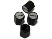 Jeep Silver Wheel Air Tire Valve Stem Cap Black ABS Plastic Genunie