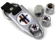 Ford Mustang Stripe White Background Wheel Air Tire Valve Caps Cover Key Chain