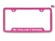 Ford Mustang License Plate Frame Laser Etched Stainless Steel 4 Notch Pink Powder Coat GF.MUS.EP