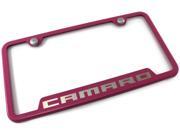 Chevrolet Chevy Camaro License Plate Frame Laser Etched Stainless Steel 4 Notch Pink Powder Coat GF.CMR.EP