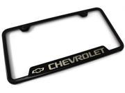 Chevrolet License Plate Frame Laser Etched Stainless Steel 4 Notch Black Powder Coat GF.CHV.EB