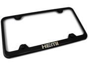 Chrysler Dodge Ram Hemi License Plate Frame Laser Etched Stainless Steel Slim Design Black Powder Coat LFW.HEM.EB