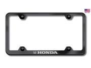 Honda License Plate Frame Laser Etched Stainless Steel Slim Design Black Powder Coat LFW.HON.EB