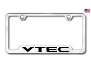 Honda Acura VTEC License Plate Frame Laser Etched Stainless Steel 4 Notch Bright Mirror Chrome GF.VTE.EC