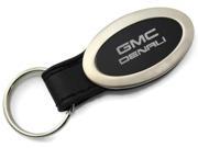 GMC Denali Logo Black Leather Oval Metal Key Chain KC3210.DEN