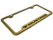 Ford Mustang License Plate Frame Laser Etched Stainless Steel 4 Notch Bright Mirror Gold GF.MUS.EG