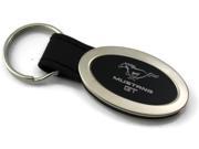 Ford Mustang Logo Black Leather Oval Metal Key Chain KC3210.MGT