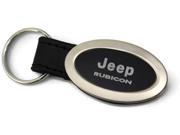 Jeep Rubicon Logo Black Leather Oval Metal Key Chain KC3210.RUB