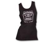 Jack Daniels Whiskey Label Logo Black Ribbed Womens Graphic Tank Top
