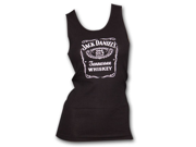 Jack Daniels Whiskey Label Logo Black Ribbed Womens Graphic Tank Top