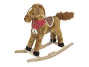 Rocking Horse Plush Brown With Sound toy Boys Rocking Horse Solid Construction