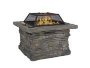 Elegant 29 Outdoor Patio Firepit w Iron Fire Bowl Stone Base Mesh Cover