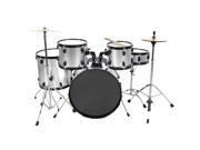 Drum Set 5 PC Complete Adult Set Cymbals Full Size Silver New Drum Set