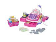 Pretend Play Electronic Cash Register Toy Realistic Actions Sounds Pink