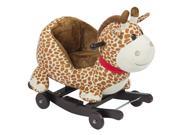 Kids Giraffe Animal Rocker W Wheels Children Ride On Toy Plush Rocking Chair