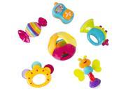 6 Piece Baby Rattle Toy Gift Set with Mirror Bells Instruments