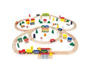 100pc Hand Crafted Wooden Train Set Triple Loop Railway Wood Track Kids Toy Play Set