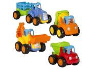 Set of 4 Push and Go Friction Powered Car Toys Tractor Bull Dozer truck Cement Mixer Dump truck