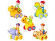 Set of 5 Push and Go Friction Powered Animal Cars Fun Toys Stocking Stuffer