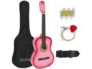 New Beginners Acoustic Guitar With Guitar Case Strap Tuner and Pick Pink